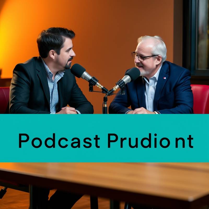 Bilde av to personer som sitter rundt et bord og diskuterer - Introduksjonskurs i podkastproduksjon